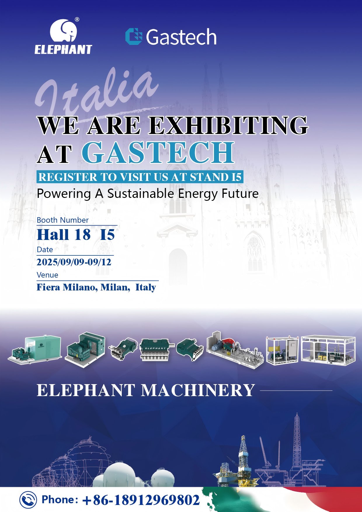 Gastech 2025 | Elephant Machinery te invita a unirte a nosotros en la Exposición Italiana de Petróleo y Gas